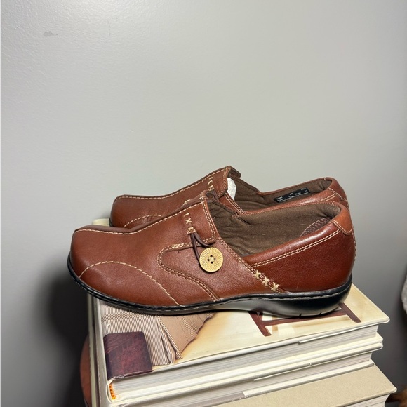 Clarks Shoes - Clarks Brown Leather Women’s Loafers with Strap Detail